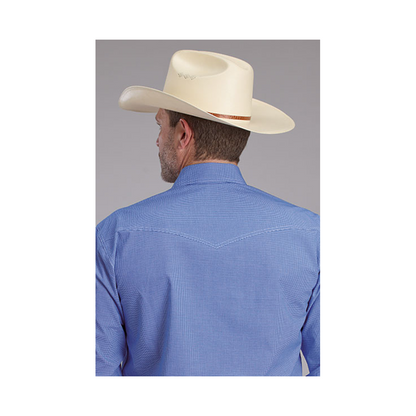 Roper Men's Long Sleeve Snap Mini-check Shirt Blue weis-western-wear