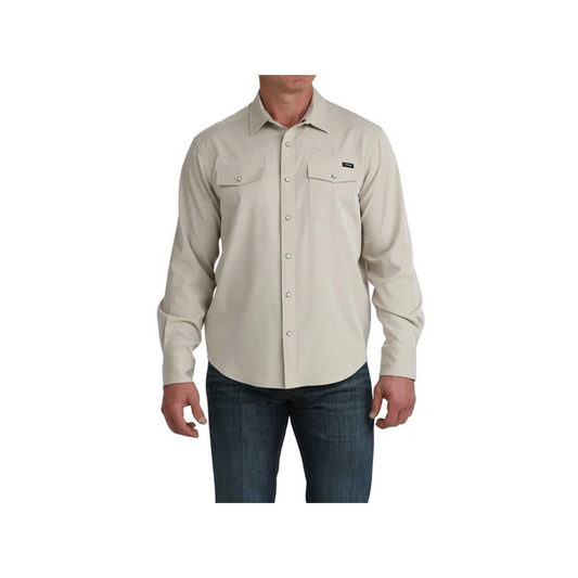 Cinch Men's Camp Solid Khaki Snap Long Sleeve Shirt weis-western-wear