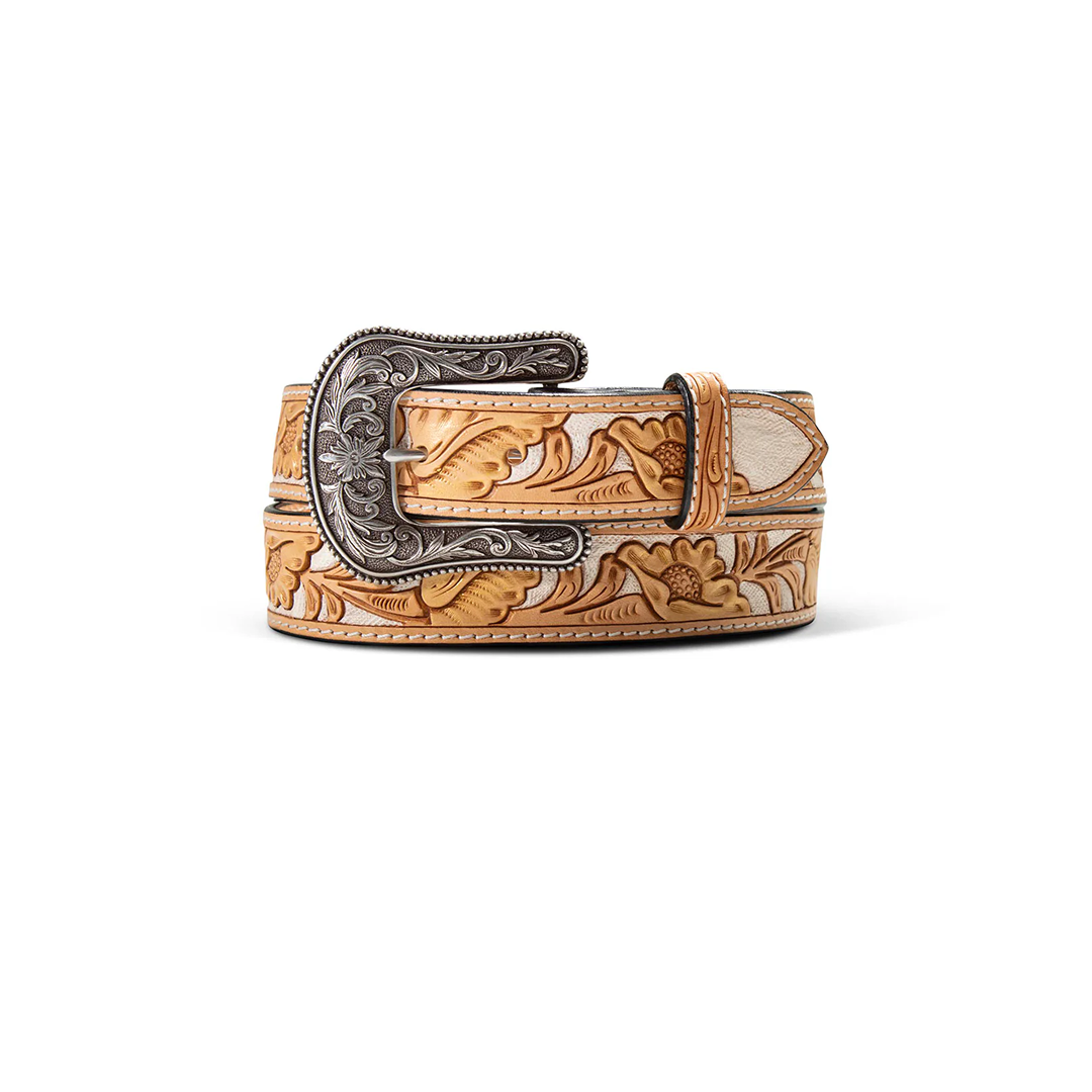 Ariat Ladies Floral Embossed Tan Belt weis-western-wear