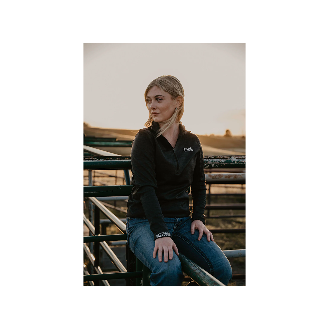 Baredown Women's Heather Black Fleece 1/2 Zip Pullover weis-western-wear