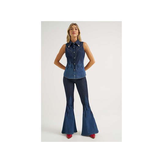 Wrangler Women's Lainey Wilson Western Shirt Dark Denim weis-western-wear