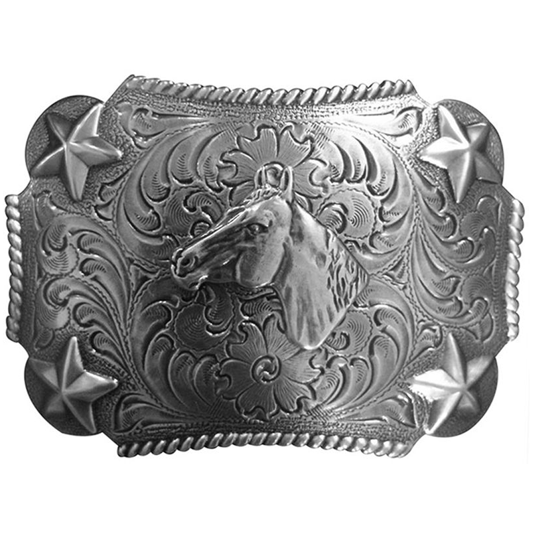 M&F Western Products Youth Horse Star Rectangle Belt Buckle weis-western-wear