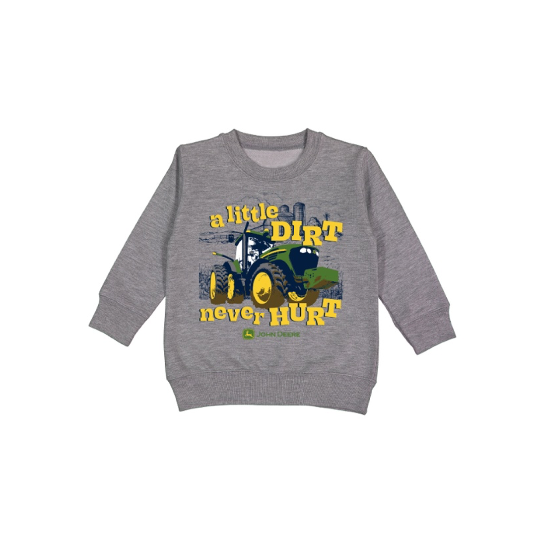 John Deere Boy's Charcoal Heather "A Little Dirt Never Hurt" Fleece Long Sleeve weis-western-wear