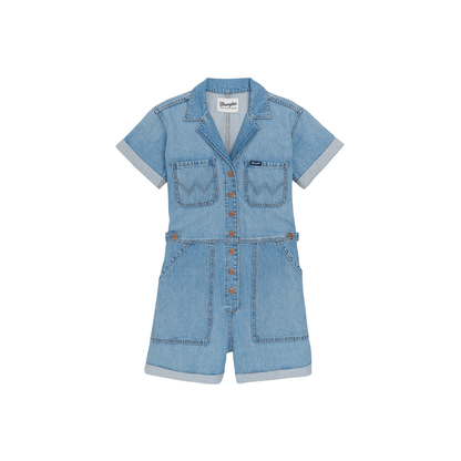 Wrangler Women's Wrangler Retro Punchy Denim Snap Romper Light Denim - Wrangler