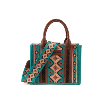 Montana West Women's Aztec Print Tote Bag Angel Diamond Teal Blue weis-western-wear
