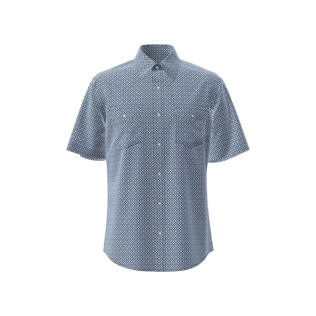 Wrangler Men's 20X Competition Advanced Comfort Short Sleeve Shirt Classic Fit Blue