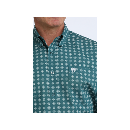 Cinch Men's Green Geometric Print Long Sleeve Button Down Western Shirt