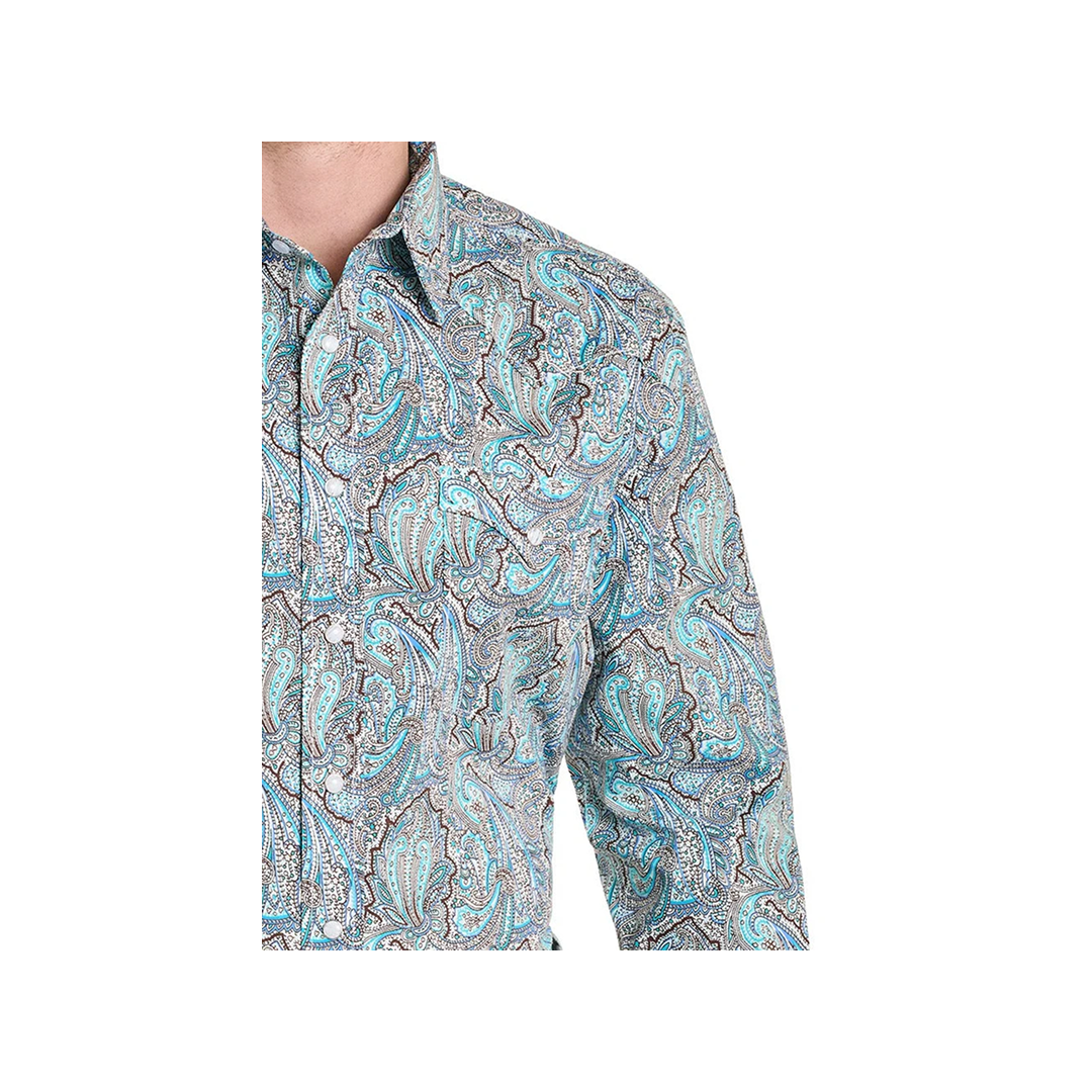 Panhandle Slim Men's Teal Paisley Print Long Sleeve Snap Western Shirt weis-western-wear