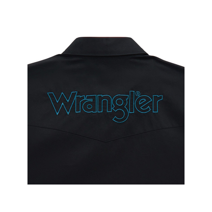 Wrangler Men's Long Sleeve Black Logo Western Shirt