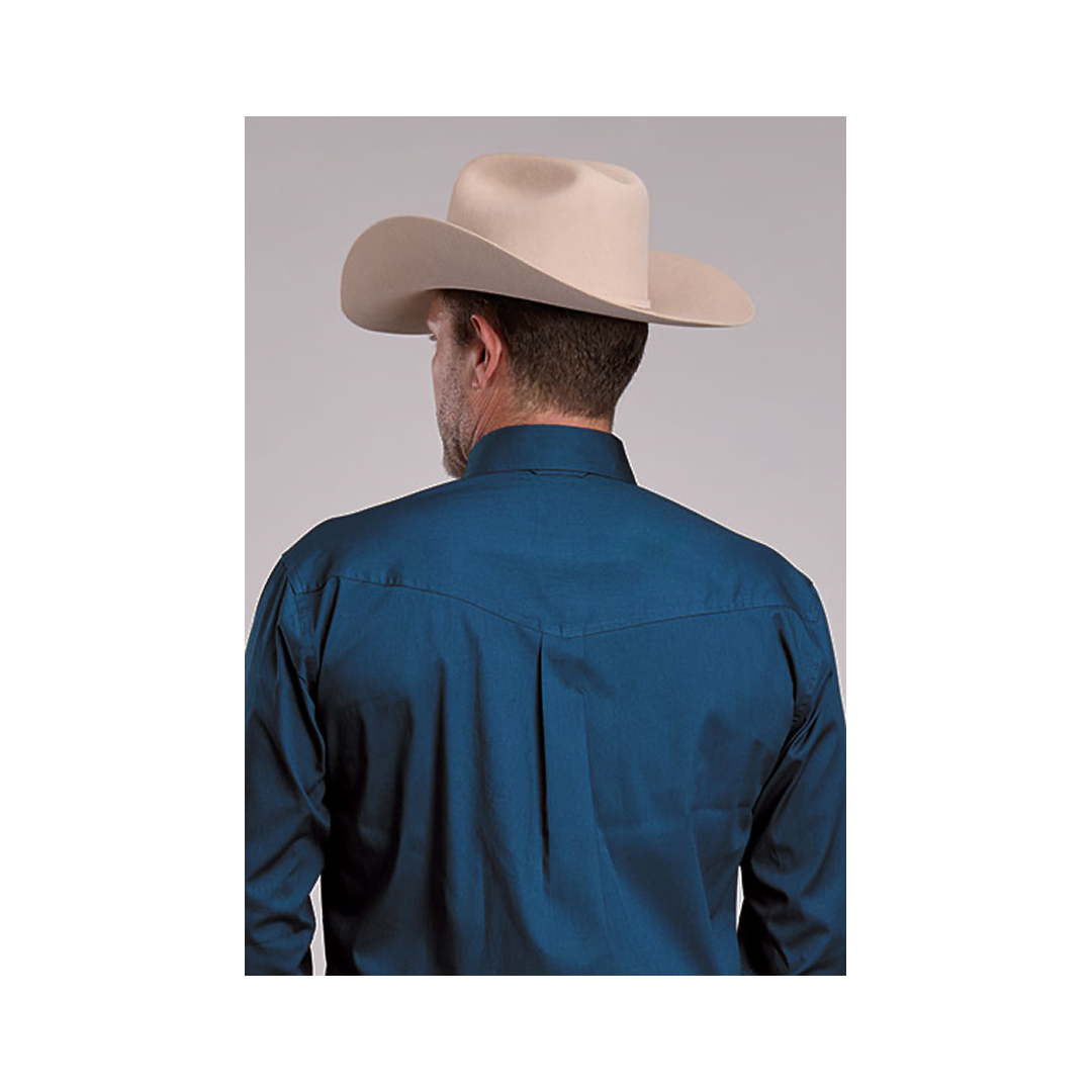 Roper Men's Amarillo Solid Button down Shirt Navy weis-western-wear