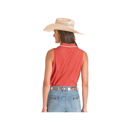 Panhandle Slim Women's Sleeveless Rope Embroidery Western Shirt