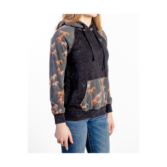 Rock & Roll Women's Contrast Sleeves Hoodie