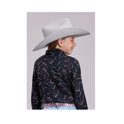 Roper Girl's Long Sleeve Button Up Shirt Constellation Printed weis-western-wear