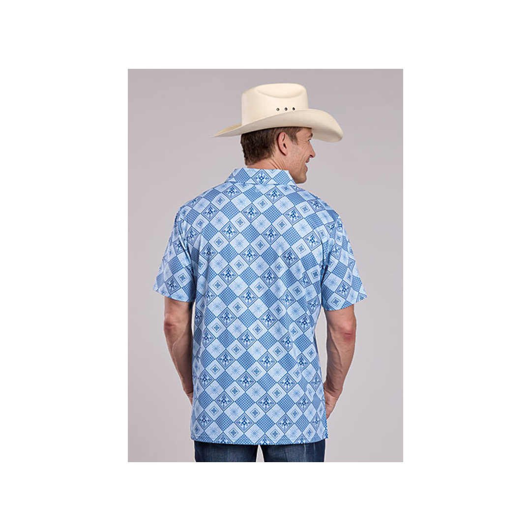Roper Men's Retro Diamonds Print Short Sleeve Polo Shirt weis-western-wear
