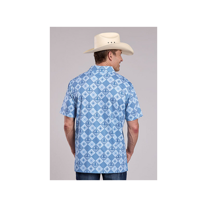 Roper Men's Retro Diamonds Print Short Sleeve Polo Shirt weis-western-wear