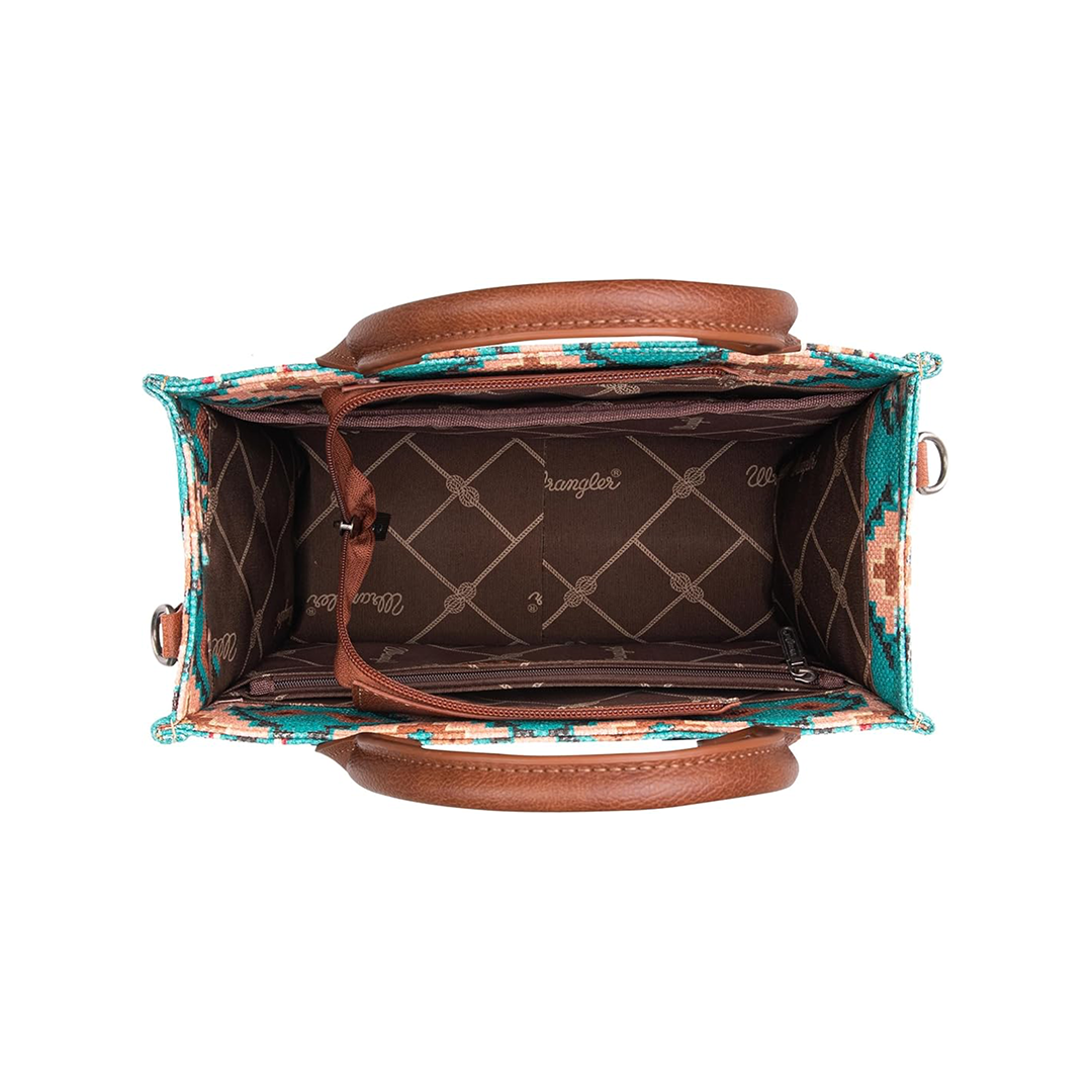 Montana West Women's Aztec Print Tote Bag Angel Diamond Teal Blue weis-western-wear