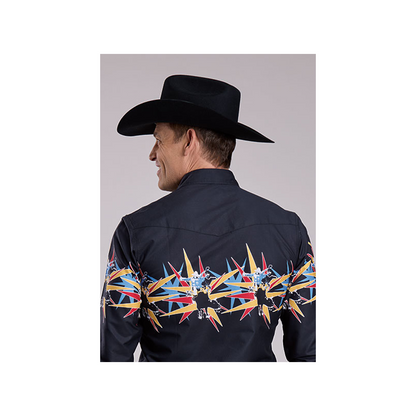 Roper Men's Scene Border Print Black Western Snap Shirt weis-western-wear