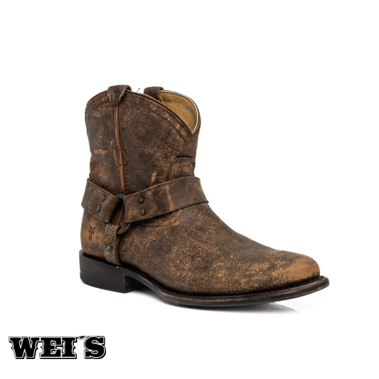Frye Women's Wyatt Harness Short Buckle Cowboy Boots 76685 - Clearance