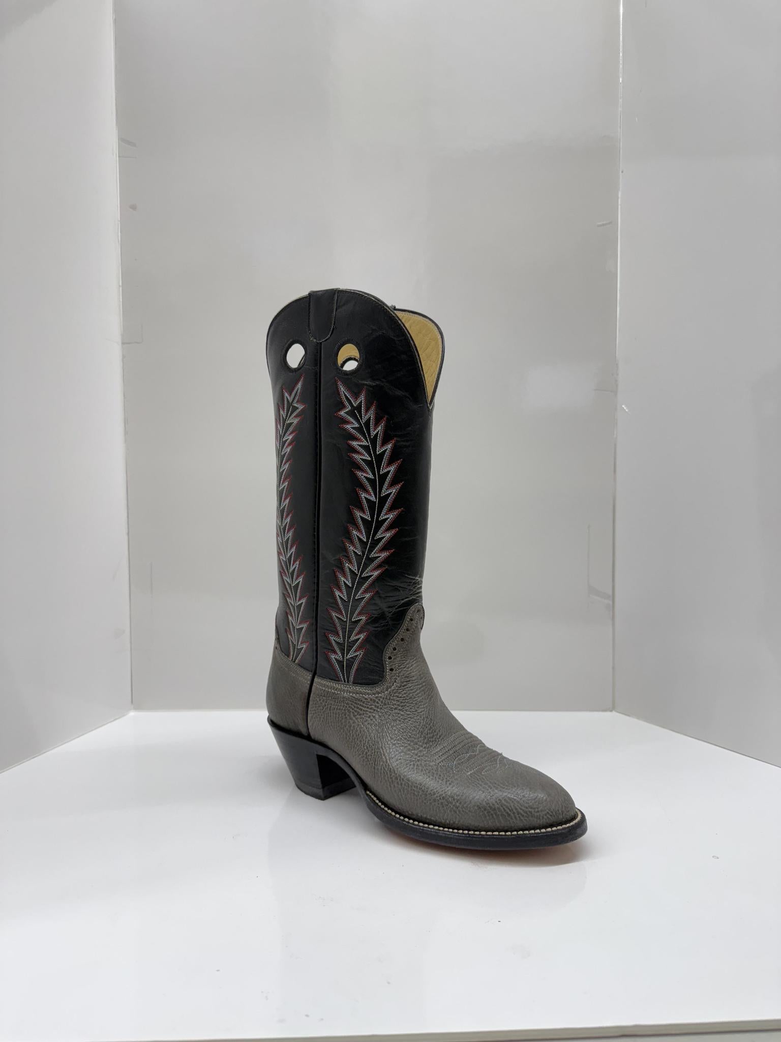 Garage Sale Hondo Men's 13" Leather Cowboy Boots Black/Grey weis-western-wear