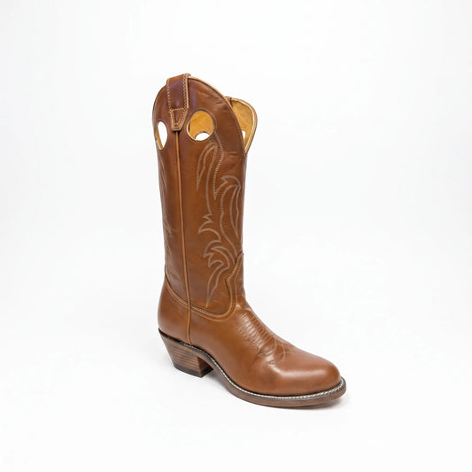 Boulet Womens Brown Cowgirl Boots Embroidery Stitched Western Boots - Clearance