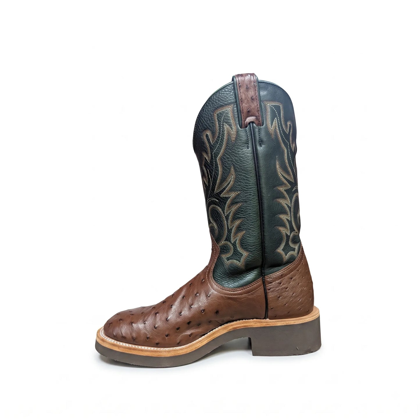 Boulet Women's Cowgirl Boots 11" Exotic Ostrich U Toe Roper Heel Crepe Sole 2307
