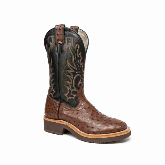 Boulet Women's Cowgirl Boots 11" Exotic Ostrich U Toe Roper Heel Crepe Sole 2307