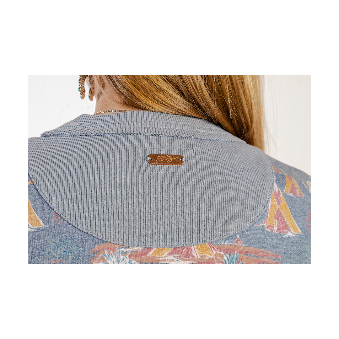Hooey Women's "Stallion Crew" Blue with Stallion Pattern Logo Pullover