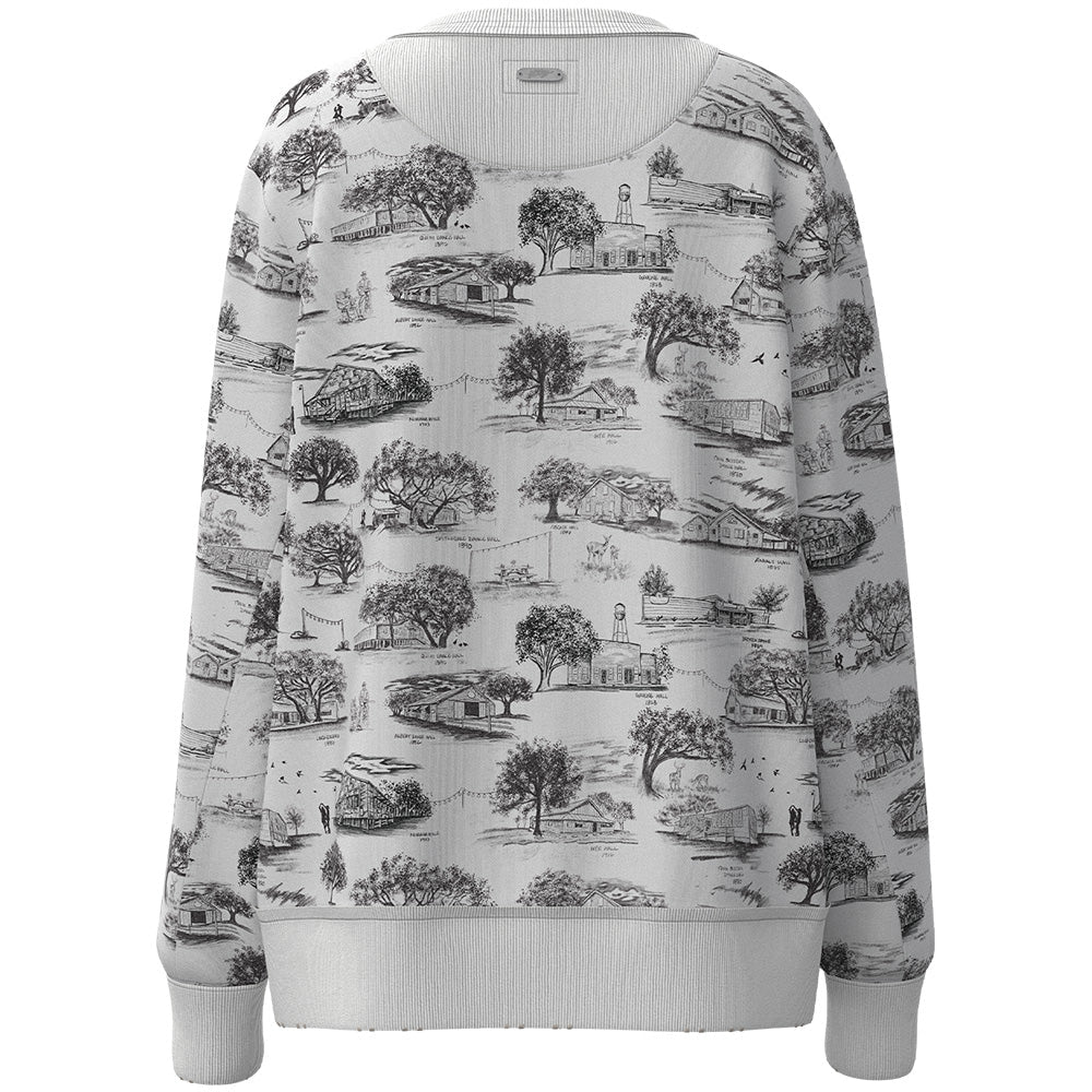 Hooey Women's "Stallion Crew" Pullover White Print weis-western-wear
