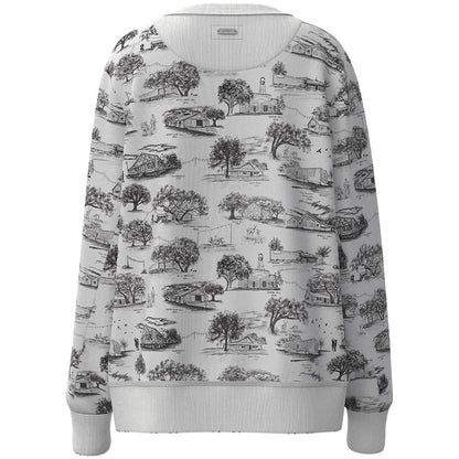 Hooey Women's "Stallion Crew" Pullover White Print weis-western-wear