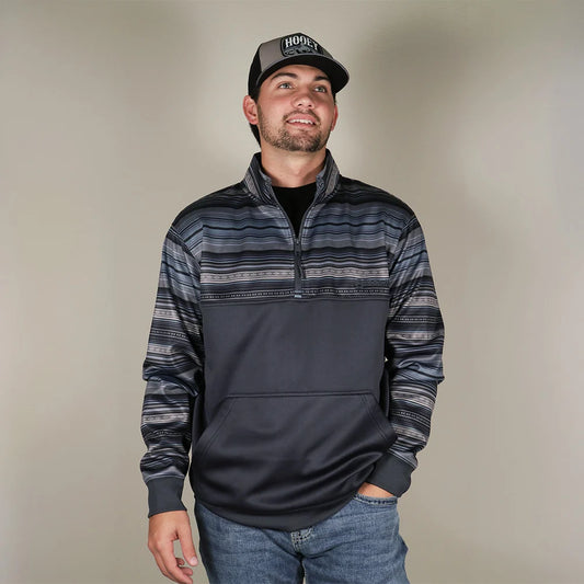Hooey Men's Legendary Polar Fleece Pullover Stripe/Navy