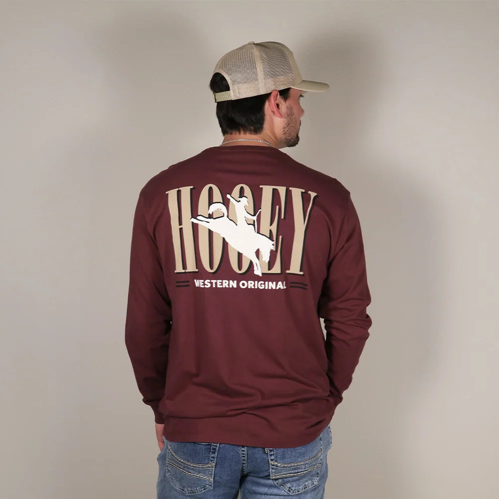 Hooey Men's Wild Ride Long Sleeve T-shirt Maroon