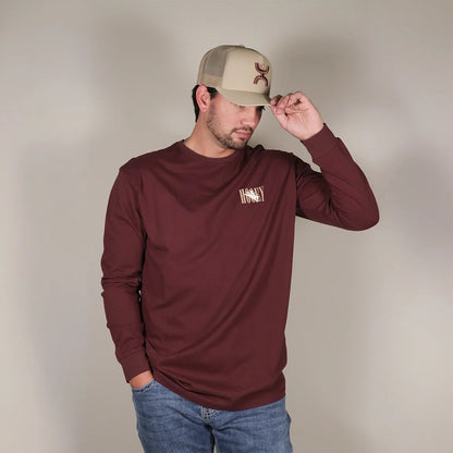 Hooey Men's Wild Ride Long Sleeve T-shirt Maroon