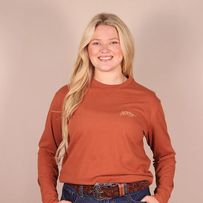 Hooey Women's Concho Long Sleeve T-shirt Rust