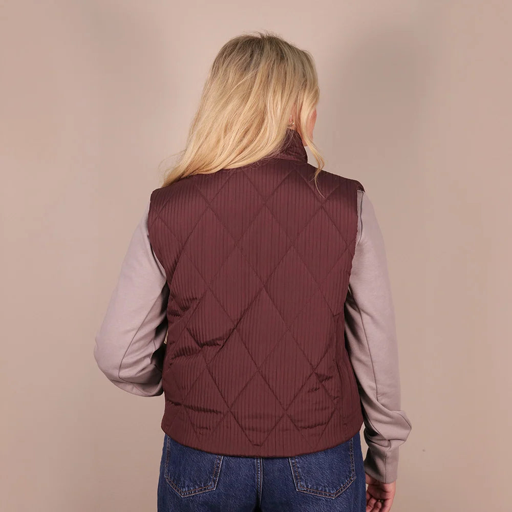 Hooey Women's Cassidy Reversible Puffer Vest Maroon/ Print