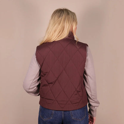 Hooey Women's Cassidy Reversible Puffer Vest Maroon/ Print