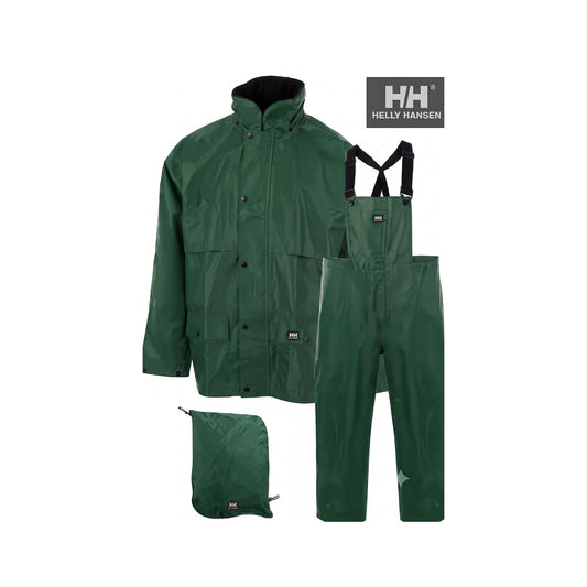 Helly Hansen Men's Waterproof  Rain Stormsuit Jacket & Bib Pant  - Dark Green