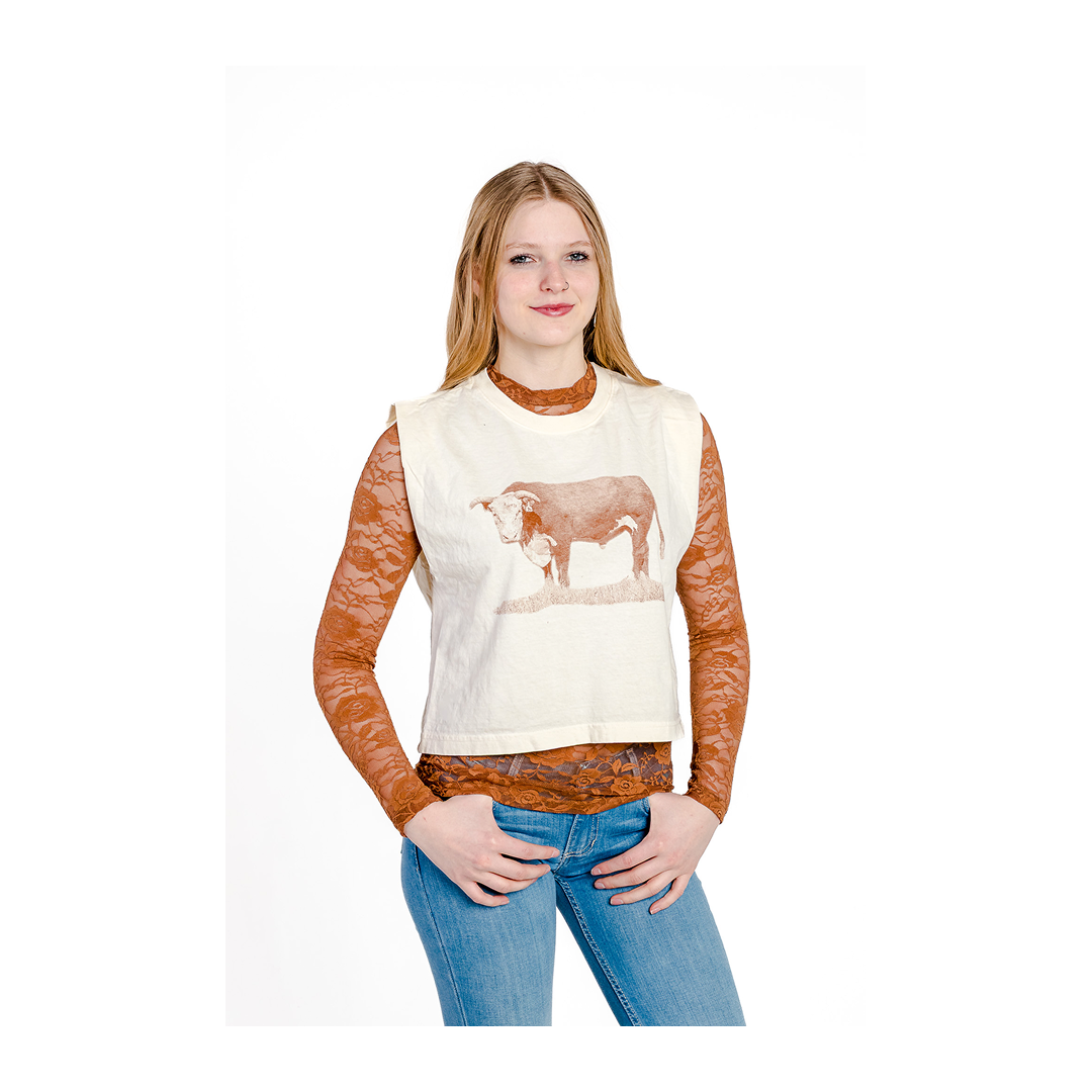 Rockin A Design Women's Hereford Bull Muscle Tee
