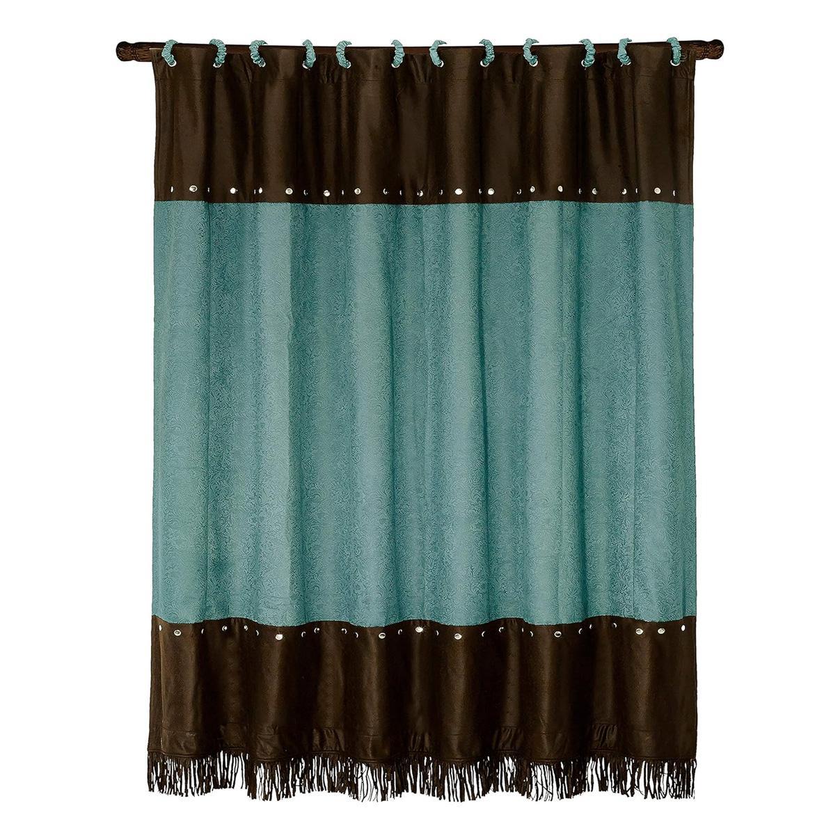 HiEnd Cheyenne Shower Curtain 72" x 72" Turquoise WS4001SC-OS-TQ - CLEARANCE