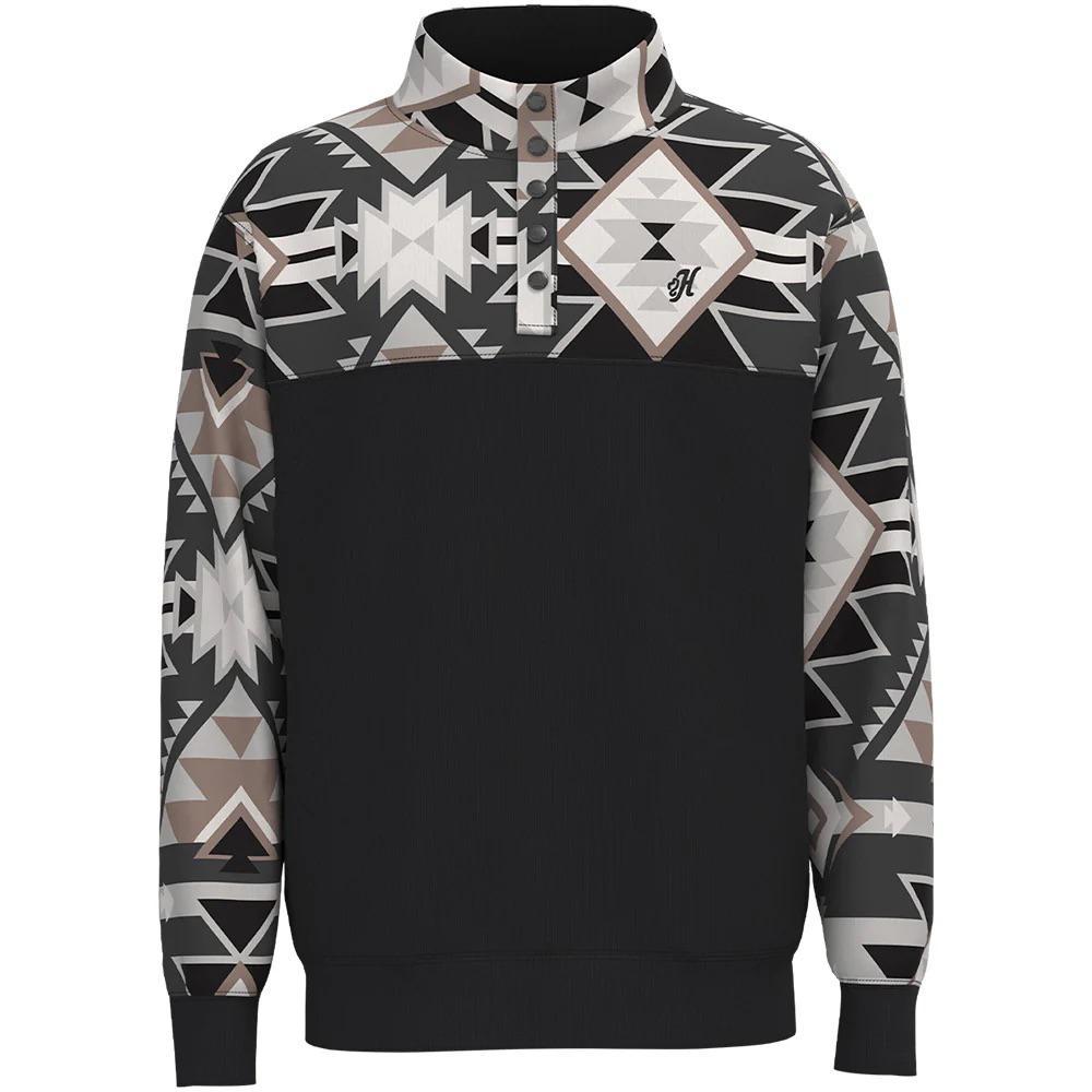 Hooey Boy's Stevie Black/White w/Aztec Pullover HH1248BKAZ