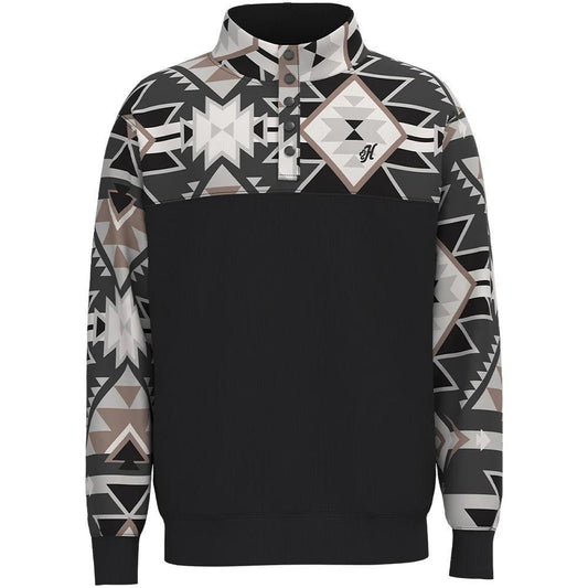 Hooey Boy's Stevie Black/White w/Aztec Pullover HH1248BKAZ