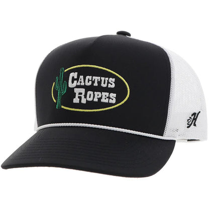 Hooey "CR106" Cactus Ropes Hat Black/White With White Stitching CR106