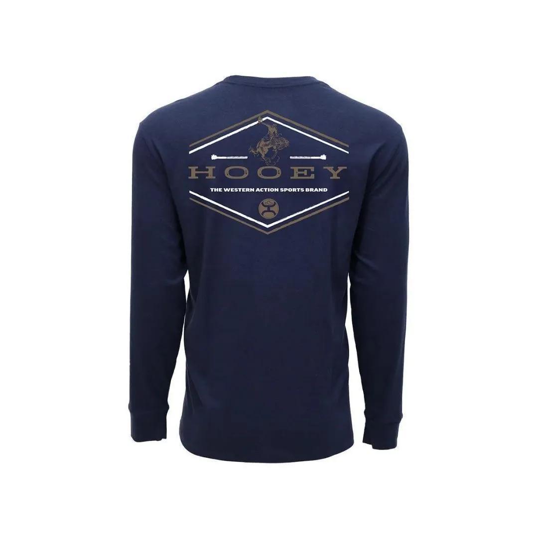 Hooey "Hooey Rocks" Long Sleeve T-shirt Navy with Brown & White Logo weis-western-wear