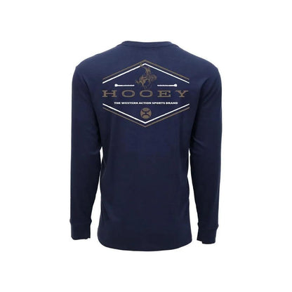 Hooey "Hooey Rocks" Long Sleeve T-shirt Navy with Brown & White Logo weis-western-wear