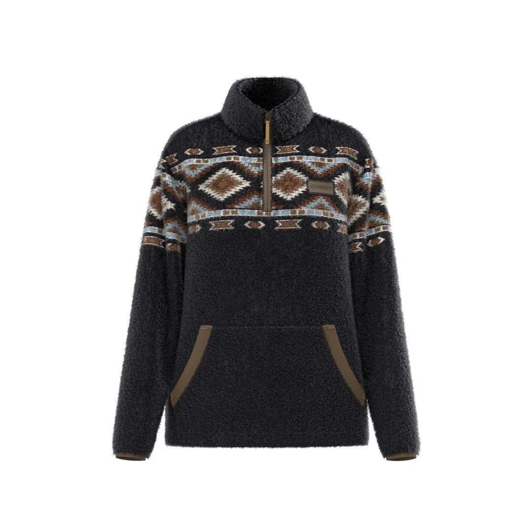 Hooey "Kodi" Fleece Pullover Black with Multi Color Aztec weis-western-wear
