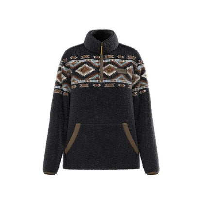 Hooey "Kodi" Fleece Pullover Black with Multi Color Aztec weis-western-wear