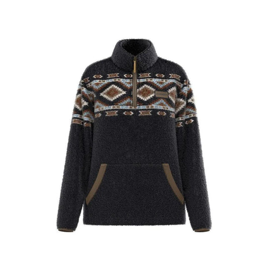 Hooey "Kodi" Fleece Pullover Black with Multi Color Aztec weis-western-wear
