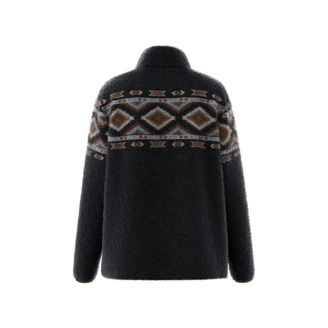 Hooey "Kodi" Fleece Pullover Black with Multi Color Aztec weis-western-wear