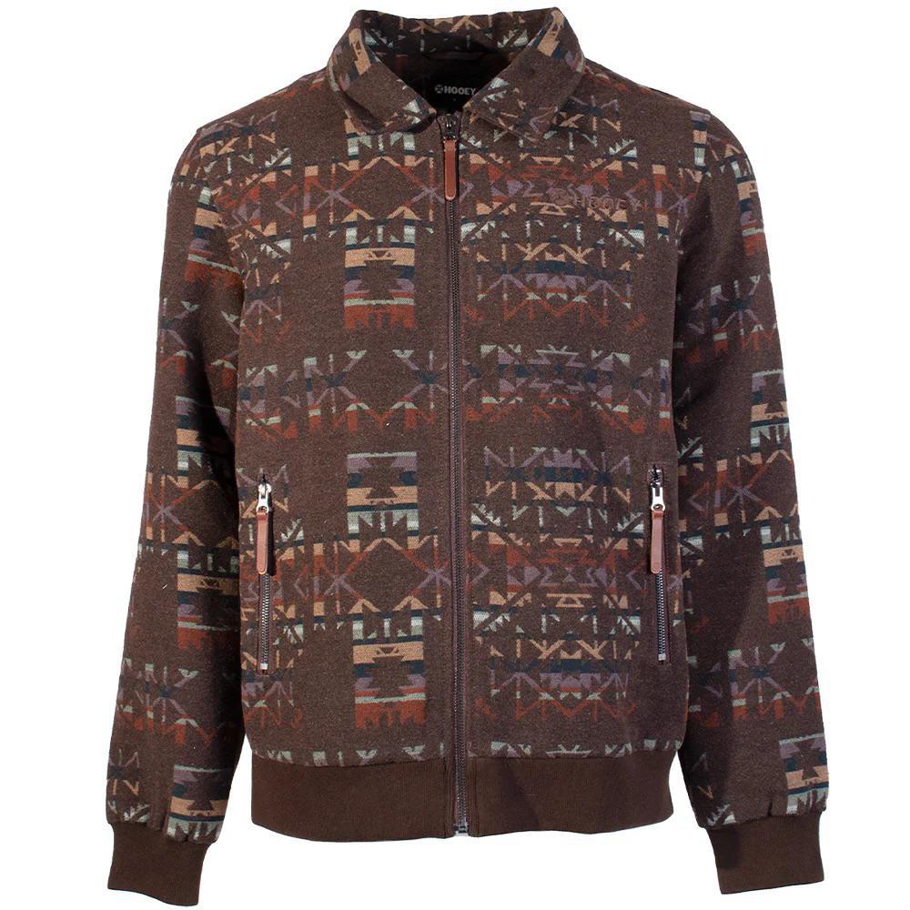 Hooey Men's Bomber Jacket Brown/ Aztec Pattern Full Zip HJ130BRAZ