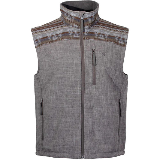 Hooey Men's Softshell Vest In Grey/ Brown And Tan Aztec HV104AZGY