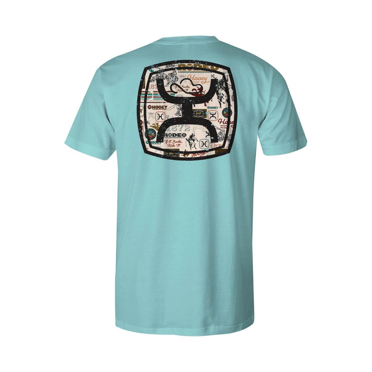 Hooey Men's Zenith Hooey Logo T-Shirt Turquoise with Cream HT1682TQ